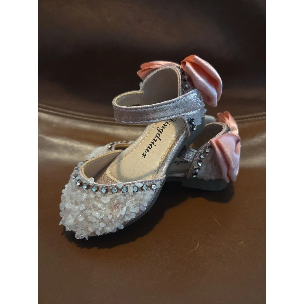 DINGDXIAOX RIBBON GLITTER Pink BABY TODDLER SHOES SANDALS Size 6.5‎ US 22 EUR